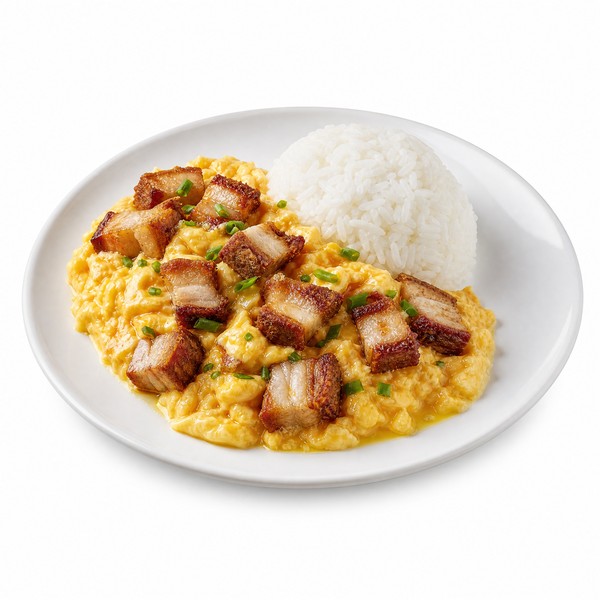 ข้าวไข่ข้นหมูกรอบ / ไข่ขยี้หมูกรอบ